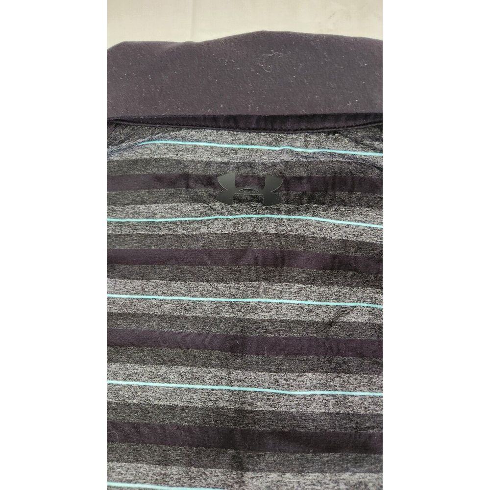 Under Armour Shirt Mens L Black Gray Loose Fit Short Sleeve Polo Golf Heat Gear - Picture 5 of 7